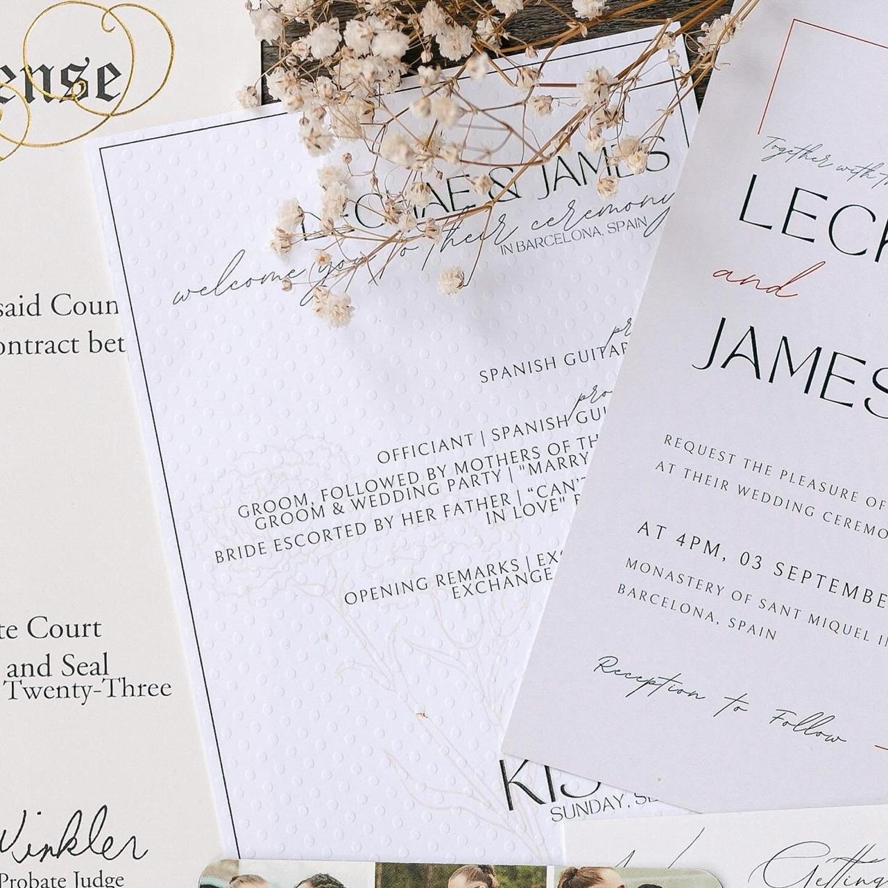 Ceremony card, close detail