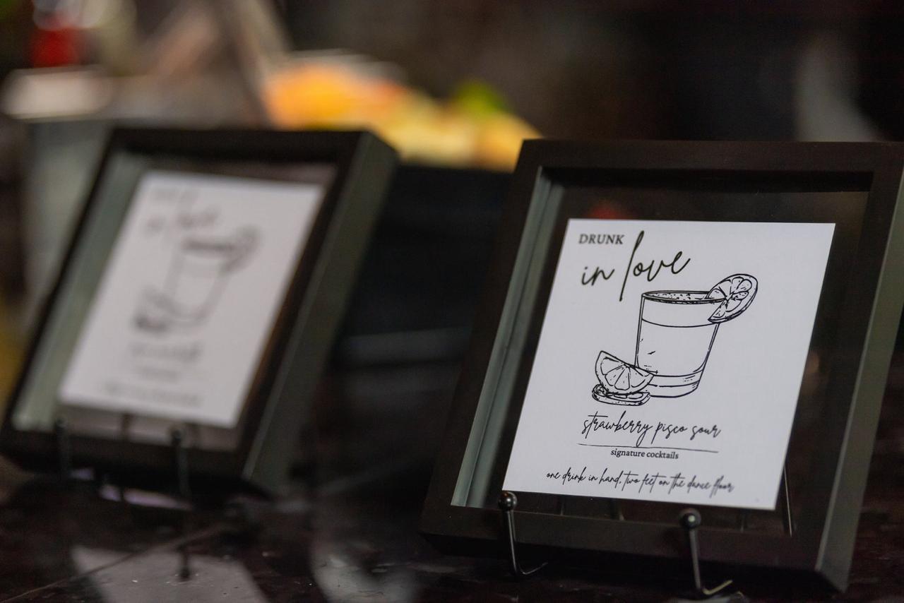 Signature drink sign on a bar table