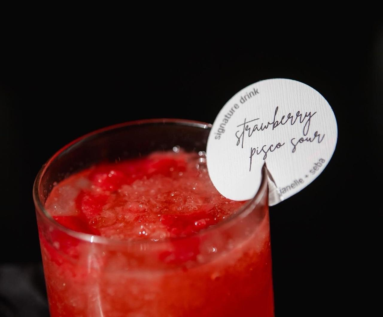 Signature drink topper on a glass